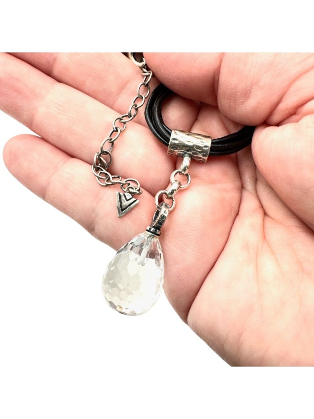 SILPADA Womens Necklace Black Leather Sterling Quartz Pendant N1494 Retired